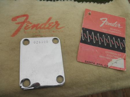 1958 ORIG FENDER STRATOCASTER NECK PLATE 5-58 NECK DATE