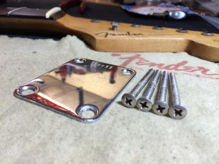 1962 Original Fender Strat or Tele Neck Plate With Screws