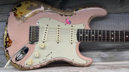1963 Shell Pink Over Sunburst Fender Relic  Strat Body ARTIST OWNED