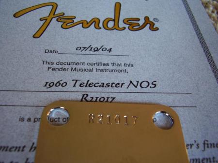 1960 Fender Custom Tele COA & NECK PLATE & HANG TAG NAMM SHOW