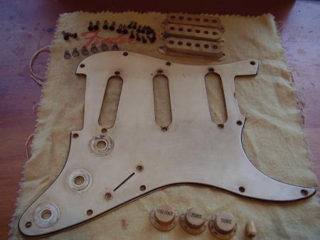 1968 ORIG FENDER STRAT PICKGUARD WITH BACK METAL SHIELD