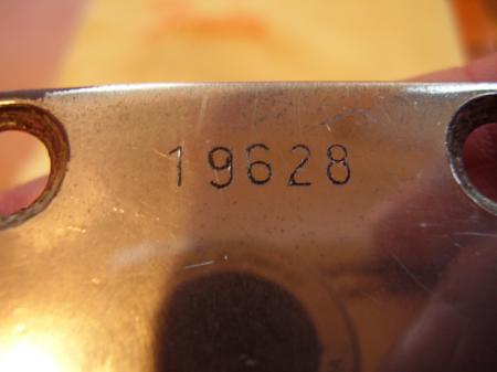 1957 ORIG 3-57 FENDER STRATOCASTER NECK PLATE