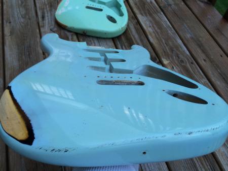 1956 SONIC BLUE OVER SUNBURST FENDER STRAT RELIC BODY