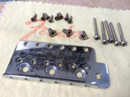 1962 Orig Pat Pend Fender Strat Tremolo Bridge Top Plate & Parts