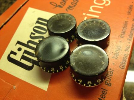 1960 Gibson Les Paul Vol & Tone Black Speed Knob Set