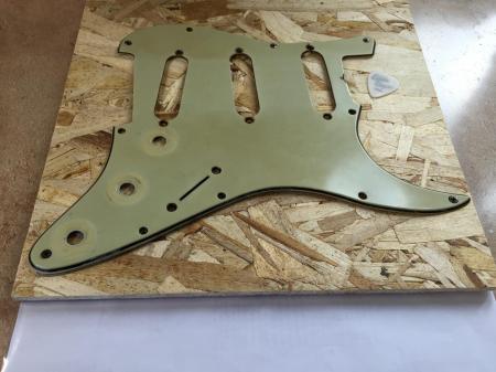 1963 Orig 1-63 Green Nitro Fender Strat Pickguard & Shield