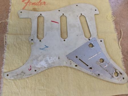 1973 ORIGINAL WHITE PATINA FENDER STRAT PICKGUARD