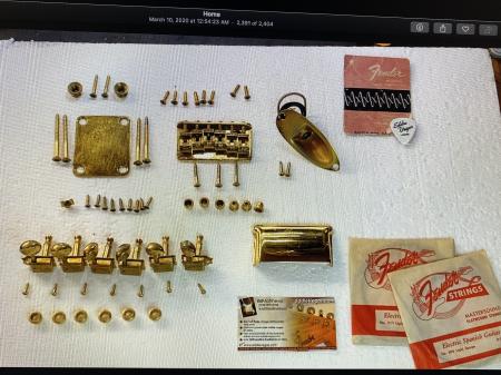  1959 FENDER MARY KAYE STRAT GOLD COMPLETE  BRIDGE TUNERS SCREWS & MORE