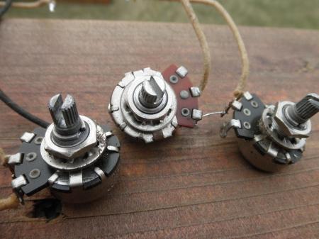 1959 ORIG FENDER STRAT POTS/WIRES/CAP EXCELLENT SHAPE