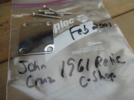  1961  John Cruz Fender Custom Shop Strat Neck Plate With Screws