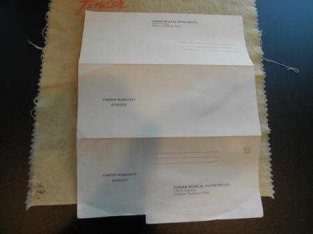 1971 Orig Fender Stratocaster Warranty Papers