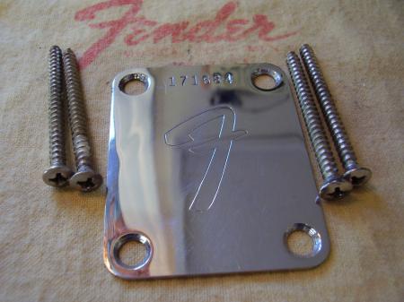 1966 MINT FENDER STRAT NECK PLATE WITH  SCREWS