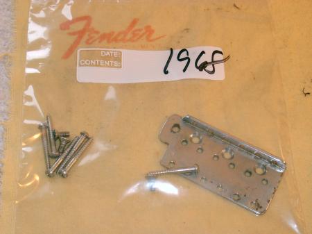 1968 ORIG FENDER STRATOCASTER BRIDGE PLATE WITH SCREWS